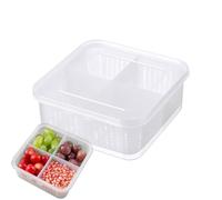 Contenedor de almacenamiento de frutas para refrigerador, recipiente ahorrador para refrigerador - Caja de ajo picado de mantenimiento fresco con tapa y 4 compartimentos,Produzca una organización a