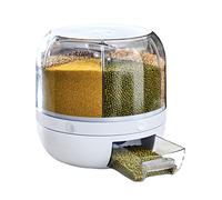 Contenedor De Almacenamiento De Granos 6 Rejillas 5 Kg/10 Kg Tanque De Cereales Hermético Giratorio Para Alimentos Secos, Caja Dispensadora De Arroz A Granel Transparente De Plástico(10Kg)