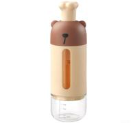 Contenedor de almacenamiento de levadura hermético con bomba dosificadora para levadura seca en polvo, suministros para hornear, organización de cocina, 14 cm (café)