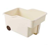 Contenedor de almacenamiento grande de polipropileno con ruedas y asa para cocina, color blanco crema, 32,8 x 22 x 16,5 cm, diseño robusto para organizar juguetes, libros y accesorios en armarios o