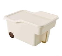 Contenedor de almacenamiento grande de polipropileno con ruedas y asa para cocina, color blanco crema, 32,8 x 22 x 16,5 cm, diseño robusto para organizar juguetes, libros y accesorios en armarios o