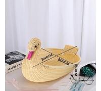 Contenedor de almacenamiento tejido de ratán de plástico para organización del hogar, frutas, aperitivos, juguetes, toallas de lino y pequeño (pato grande)