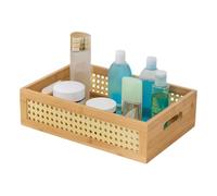 Contenedor de almacenamiento tejido | organizadora tejida bohemia | de almacenamiento rústica con asas para aperitivos, juguetes, libros, artículos de papelería