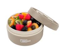 Contenedor De Almuerzo Caliente Para Alimentos De 420 Ml, Fiambrera Bento, Contenedor De Almuerzo Térmico Portátil De Forma Redonda De Doble Capa De Acero (Modelo de Aislamiento Térmico - Marrón)