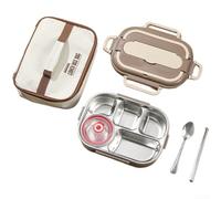 Contenedor de almuerzo de acero inoxidable apto para microondas que ofrece cerraduras a prueba de fugas y compartimentos divididos para un transporte cómodo de alimentos (E)