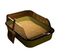 Contenedor de arena para mascotas de gran capacidad con barreras altas que reduce el desorden y el olor, desmontaje rápido para un fácil lavado, bandeja de arena cerrada para gatos