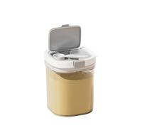 Contenedor de azúcar con cuchara - Tarro apilable de almacenamiento de café y alimentos secos, 1300 ml, transparente/marrón, fácil de limpiar para cocinas, restaurantes, cafeterías (blanco)