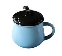 contenedor de azúcar, Tarros de especias, azucarero europeo de Color sólido con tapa, bonito tarro de almacenamiento, azucarero de porcelana con cuchara, salero pequeño(Blue)