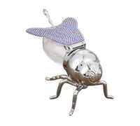 Contenedor de azucareros, Tarro miel con forma abeja y cuchara, recipiente vidrio for almíbar, ideal for la mesa cocina, color azul dorado(Violet Silver)