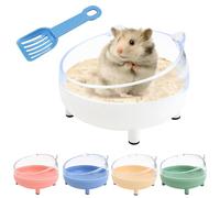 Contenedor de baño de arena para hámster de 6.5 pulgadas, transparente con pala de arena para hámsteres enanos, jerbos y mascotas pequeñas, baño sin polvo con bordes redondeados (blanco)