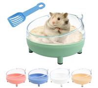 Contenedor de baño de arena para hámster, inodoro transparente de 6.5 pulgadas con pala de arena para hámsteres enanos, jerbos y mascotas pequeñas, baño sin polvo con bordes redondeados (verde)