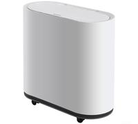 Contenedor de basura de cocina con tapa de prensa de doble cubeta de 10 litros con apertura de un solo toque, separación en seco, ruedas rodantes, compactas, sello a prueba de fugas para el hogar (C)