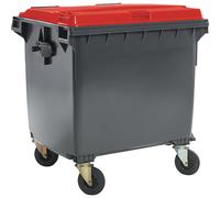 Contenedor de basura de plástico, DIN EN 840 capacidad 1100 l, A x H x P 1370 x 1470 x 1115 mm