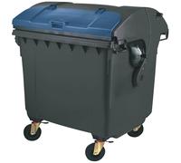 Contenedor de basura de plástico, DIN EN 840 capacidad 1100 l, con tapa redonda