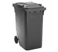Contenedor de basura de plástico DIN EN 840, capacidad 360 l, A x H x P 665 x 1115 x 880 mm, Ø de rueda 200 mm, antracita