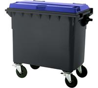 Contenedor de basura de plástico, DIN EN 840 capacidad 660 l, A x H x P 1360 x 1235 x 765 mm