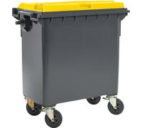 Contenedor de basura de plástico, DIN EN 840 capacidad 770 l, A x H x P 1360 x 1330 x 770 mm
