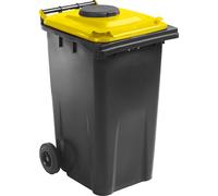 Contenedor de basura DIN EN 840 con orificio de llenado, 240 l para vidrio, botellas, latas