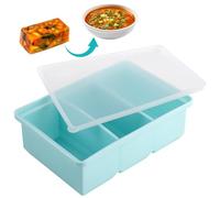 Contenedor de Cubos de Congelador para Salsa, Silicona Congelador, Bandeja Grande para Cubitos, Congeladora Extragrande, Recipientes Almacenamiento Alimentos con Tapa para Almacenar y Congelar Sopa
