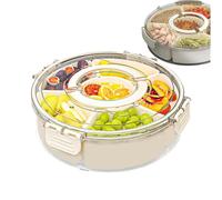 Contenedor de de aperitivos, bandeja de 6 divisores con tapa y asa, reutilizable, hermética, para sándwich, ensalada, caramelos, charcutería, condimentos vegetales, frutas, galletas y