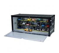 Contenedor de envío industrial 1:64 fundido a presión con iluminación LED, diorama de garaje de estacionamiento de varios niveles, organizador de almacenamiento apilable y enlazable para Hot Wheels