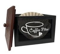 Contenedor de filtro de café, contenedor de almacenamiento de filtro de café | Caja de almacenamiento de filtro de café de madera de granja rústica | Square Home Decor Cafetería Accesorios para