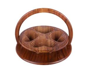 Contenedor De Frutas De Madera Plegable, De Concepto De Almacenamiento De Bocadillos Decorativos Con Soporte De Exhibición Plegable De Nogal | Contenedor De Mesa Rústico De Varios