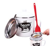 Contenedor De Grasa De Cocina - Bidones De Almacenamiento De Grasas De 1200 Ml | Tarro De Grasa Con Colador Y Espátula Para Cocina, Pastelería, Fin De Semana De Vacaciones, Desayuno, Brunc