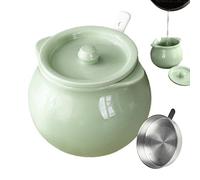 Contenedor de grasa de tocino - Olla coladora de de 1100 g | Recipiente de cerámica para engordar tocino | Conservador de de cocina, filtro de acero inoxidable, espátula | Organizador de