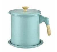 Contenedor de grasa de tocino, olla de filtro de aceite con colador de malla fina, tanque de almacenamiento de aceite de filtro de trampa de grasa, colador de acero inoxidable de gran capacidad (verde