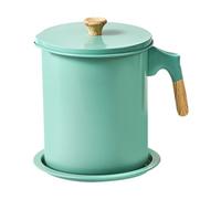 Contenedor de grasa para tocino, recipiente de aceite inoxidable con tapa y colador de malla fina, separador de grasa de acero inoxidable de 1,4 L, tarro de almacenamiento de grasa premium con asa