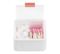 Contenedor de hisopo de algodón, estuche de almacenamiento Qtip de doble capa con tapa, organizador de bolas de algodón y hisopos, para apartamento, hotel, tocador, dormitorio, baño, dormitorio, viaje