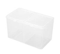 Contenedor de Hisopos de Almohadillas de Algodón de 2 Rejillas, Dispensador de Plástico Qtip, Caja de Almacenamiento de Polvo con Purpurina para Esmalte de Uñas, Caja