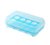 Contenedor de huevos de 15 rejillas, con tapa de plástico reforzado, para organizador de encimera de refrigerador de cocina, compacto
