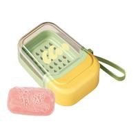 Contenedor de jabón de viaje, soporte de jabón portátil, plato de drenaje de doble capa con cordón, bandeja compacta para ducha, senderismo, vacaciones, gimnasio, camping, baño, actividades al aire