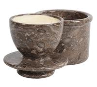 Contenedor de mantequilla para alimentos, color marrón, hecho a mano, de mármol, para mantequilla fría, no plástico, sin acero, estilo francés, tapa profunda (oceánico, 4 pulgadas)