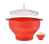 Contenedor de palomitas de maíz plegable de silicona con tapa, Popper Bowl, sin Bpa, sin aceite, para microondas, hogar, cocina, fiesta (Red)