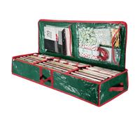 Contenedor de papel de regalo, tejido Oxford festivo, contenedor de almacenamiento para papel de regalo de Navidad, para dormitorio, armario, sala de estar, armario, ruedas y lazos