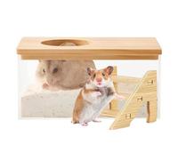 Contenedor de para jaula Hamster - PET madera y grande | Bañera de transparente para hámsters, jerbos y roedores pequeños | Hábitat de excavación interior, inodoro, sala de estar, Stud