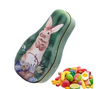 Contenedor de Pascua de estaño vintage, de lata de almacenamiento de dulces de Pascua | Organizador de soporte de tratamiento de estaño para vacaciones, de dulces de conejo