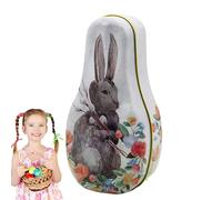 Contenedor de Pascua de estaño vintage, de lata de almacenamiento de dulces de Pascua,Organizador de soporte de tratamiento de estaño para vacaciones - de caramelos de conejo