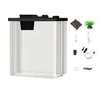 Contenedor de Peces acrílico - Marina de Escritorio, Recipiente Transparente para Cultivo de Agua | Bomba de Aire de Agua de cría, Kit de Agua de luz Ambiental, contenedor Compacto con Plantas