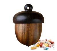 Contenedor De Píldoras De Madera - Organizador De Píldoras En De Nuez, Caja De Viaje Pequeña | Linda Caja De Pastillas Diarias, Caja De Almacenamiento De Medicina Portátil, Organizador Multi-com