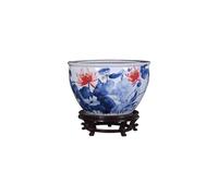 Contenedor De Plantas Hidropónicas Para Peceras Tanque de peces de cerámica pintado a mano Retro chino, tanque de tortuga for sala de estar, estudio de pintura y caligrafía, tanque de arroz for el hog