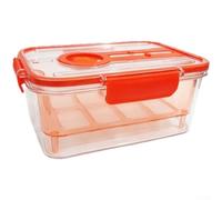 Contenedor de plástico para almacenamiento de alimentos con tapa, cesta de drenaje multifuncional para ensalada de tofu, organizador de cocina moderno, diseño de ahorro de espacio, azul (naranja)