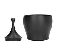 Contenedor de polvo de café de aluminio con taza dosificadora, taza dosificadora de café con tapa para evitar que el polvo vuelva a levantarse, recogedor de polvo desmontable de gr (Negra)