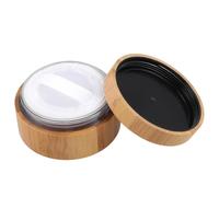 Contenedor de Polvos de Maquillaje de Bambú 30g con Esponja, Caqui