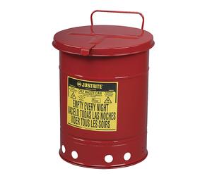 Contenedor de protección contra incendios, chapa de acero Justrite, redondo, con manejo manual