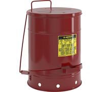 Contenedor de protección contra incendios, chapa de acero Justrite, redondo, con pedal