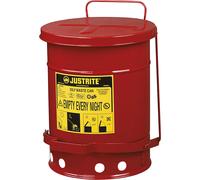 Contenedor de protección contra incendios, chapa de acero Justrite, redondo, con pedal